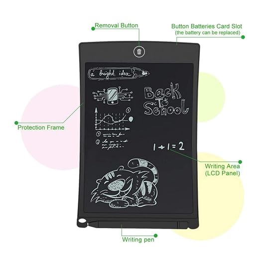 Rectangular Magic Slate 8.5-Inch LCD Writing Tablet with Stylus Pen, for Drawing, Playing, Noting by Kids & Adults