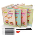 Yazora Magic Practice Copybook Set for Kids | 4 Reusable Handwriting Practice Books with Magic Pen & 10 Refills | Letter, Number & Writing Tracing Workbook for Preschoolers