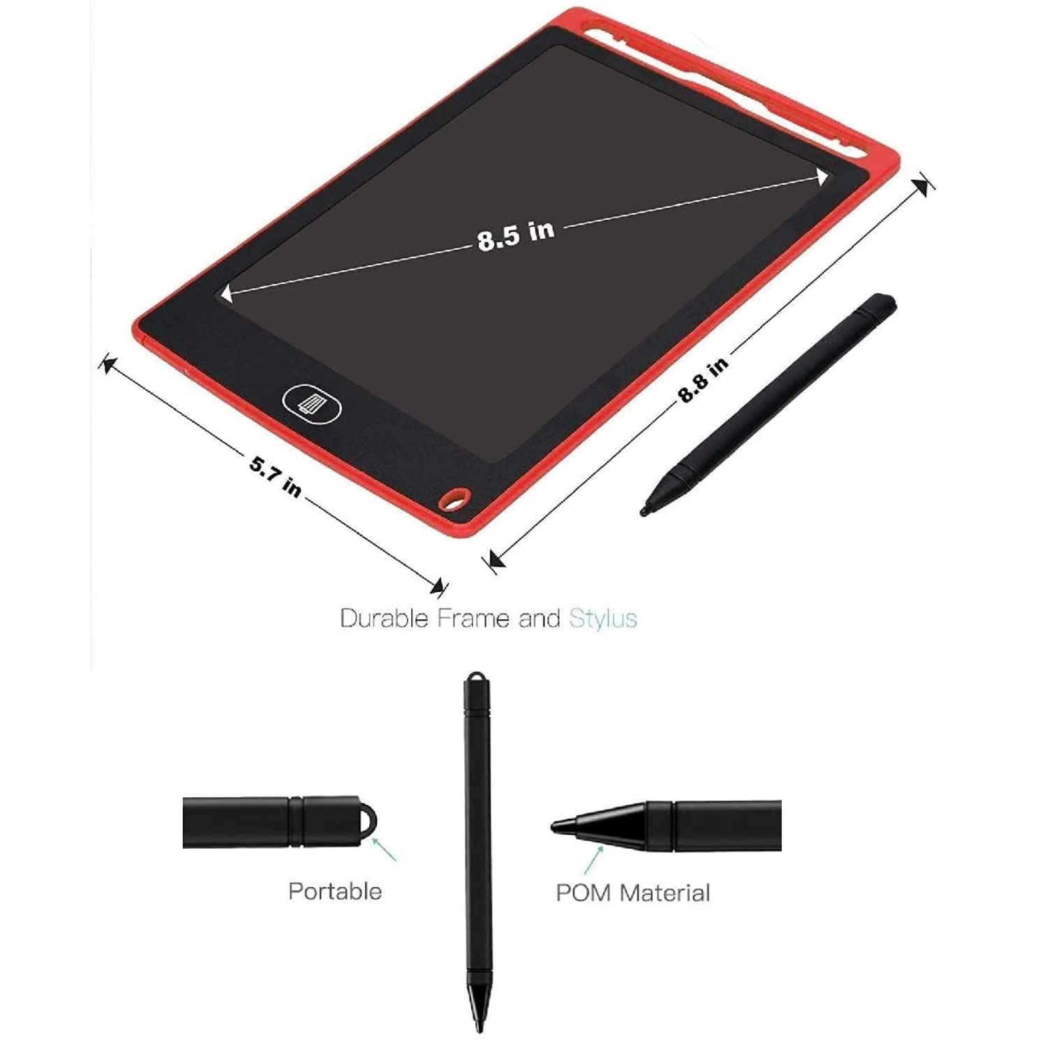 Rectangular Magic Slate 8.5-Inch LCD Writing Tablet with Stylus Pen, for Drawing, Playing, Noting by Kids & Adults