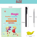 Yazora Magic Practice Copybook Set for Kids | 4 Reusable Handwriting Practice Books with Magic Pen & 10 Refills | Letter, Number & Writing Tracing Workbook for Preschoolers
