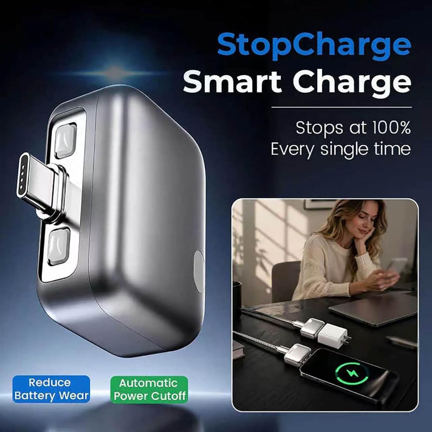 Smart Auto Stop Charging Adapter,Fully Charged Separator, Intelligent Power Cut-Off Protector, Universal Fast Charging Safety Adapter for Smartphones Tablets USB Devices