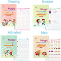 Yazora Magic Practice Copybook Set for Kids | 4 Reusable Handwriting Practice Books with Magic Pen & 10 Refills | Letter, Number & Writing Tracing Workbook for Preschoolers