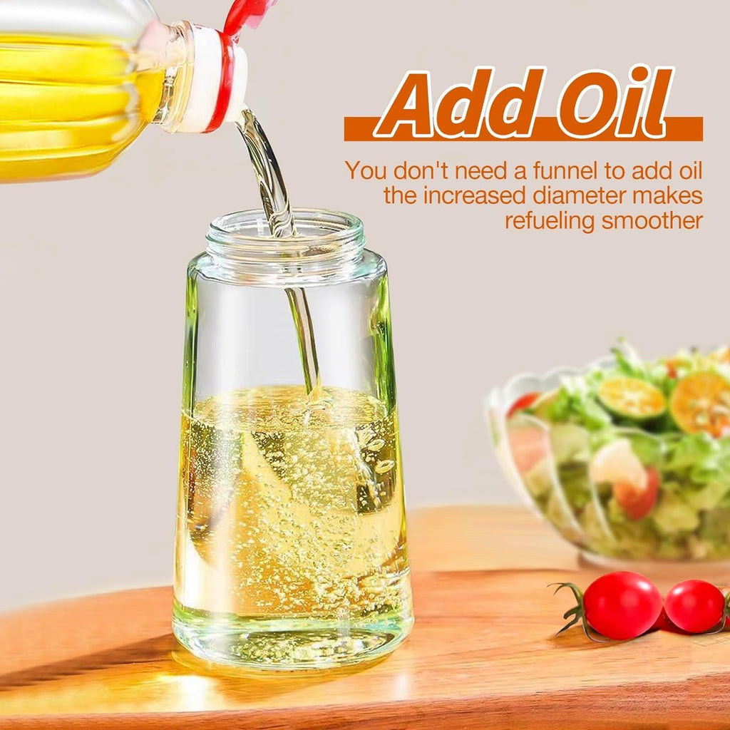 Glass Oil Sprayer and Dispenser Bottle, 500ml Capacity, 2-in-1 Design with Premium Nozzle for Cooking, Black