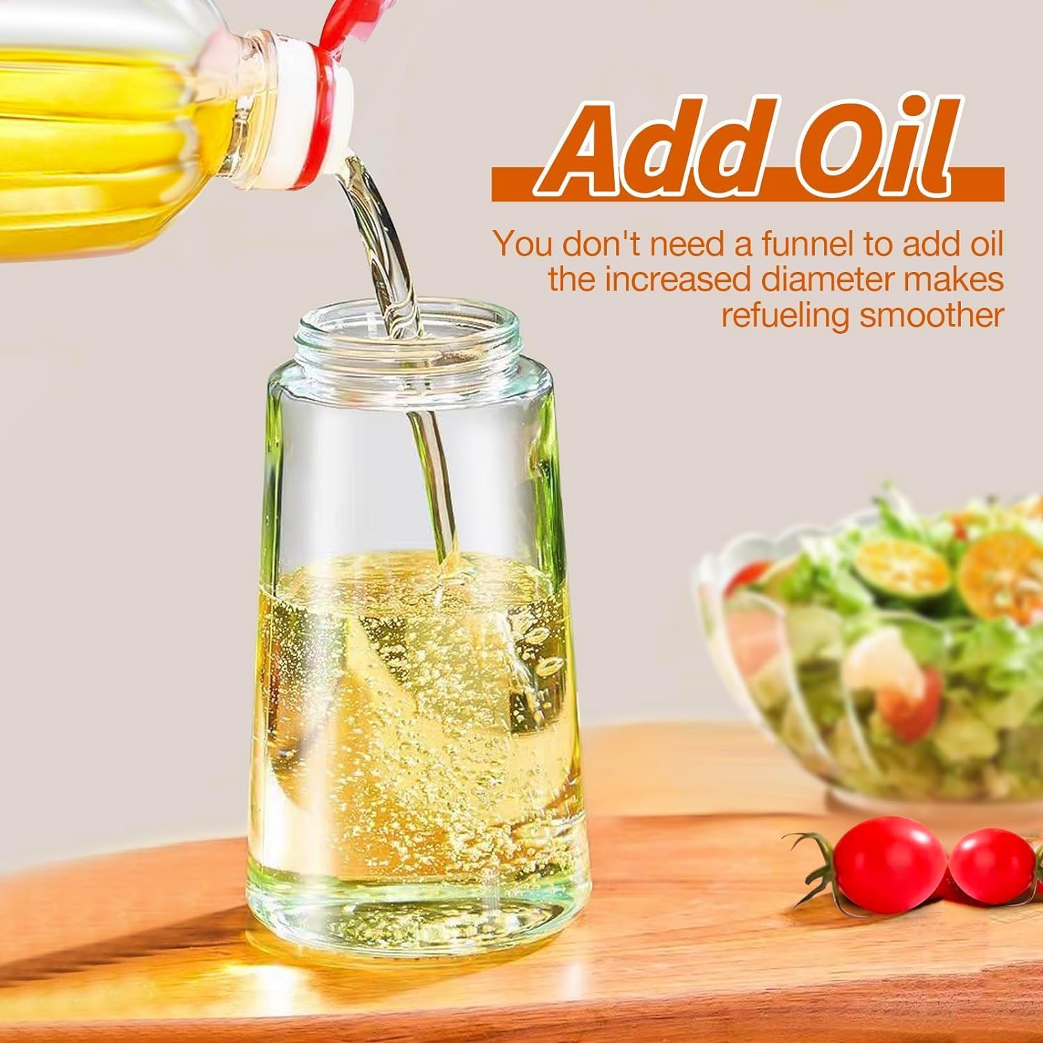 Glass Oil Sprayer and Dispenser Bottle, 500ml Capacity, 2-in-1 Design with Premium Nozzle for Cooking, Black